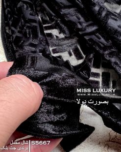شال مخمل فندی مشکی میس لاکچری