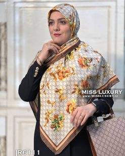 روسری ابریشم توییل گوچی قهوه ای میس لاکچری