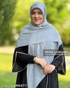 روسری نخ اسلپ طوسی نقره ای نگین دار میس لاکچری