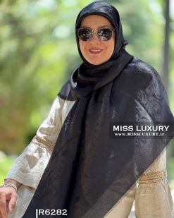 روسری ابریشم ژاکارد شاین گل رز میس لاکچری