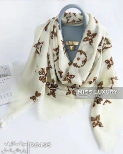 روسری سیا اسکارف ال وی سفید پلنگی میس لاکچری