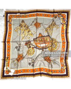 روسری نخی سیا اسکارف هرمس نارنجی کرم میس لاکچری