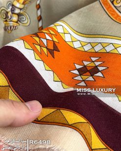 روسری نخی سیا اسکارف هرمس نارنجی کرم میس لاکچری