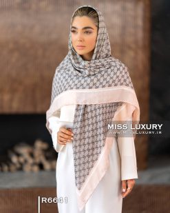 روسری نخ پاییزه کشمیر طوسی صورتی گوچی میس لاکچری