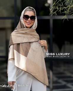روسری نخ پاییزه کشمیر کرم قهوه ای میس لاکچری