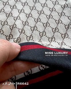 روسری نخ پاییزه کشمیر کرم مشکی گوچی میس لاکچری