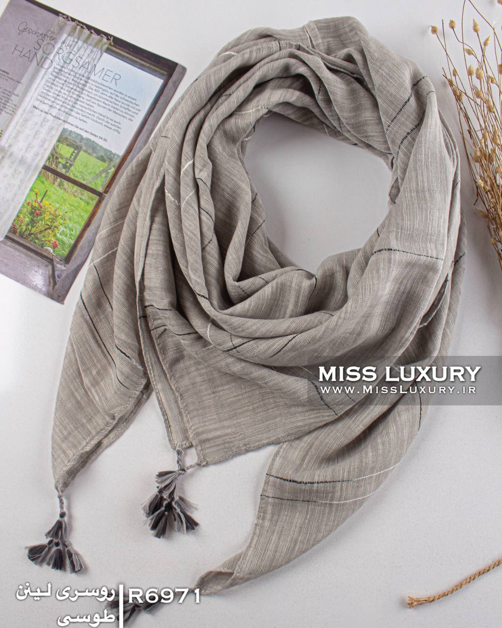 روسری نخی لینن وارداتی R6971