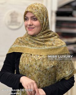 روسری پلیسه گلگلی خردلی وارداتی میس لاکچری