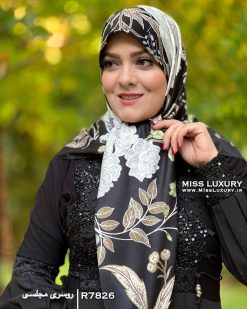 روسری مجلسی ساتن ابریشم میس لاکچری