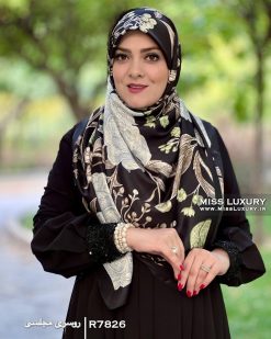 روسری مجلسی ساتن ابریشم میس لاکچری