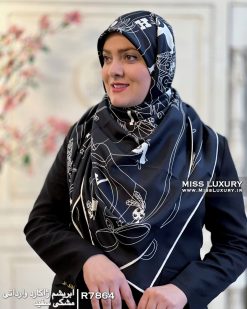 روسری مجلسی ابریشم ژاکارد وارداتی میس لاکچری