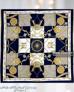 روسری ابریشم ژاکارد وارداتی سورمه ای میس لاکچری