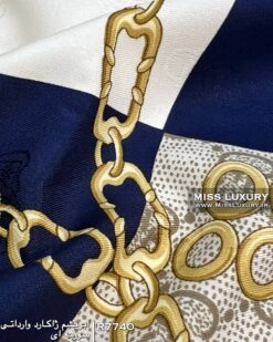 روسری ابریشم ژاکارد وارداتی سورمه ای میس لاکچری