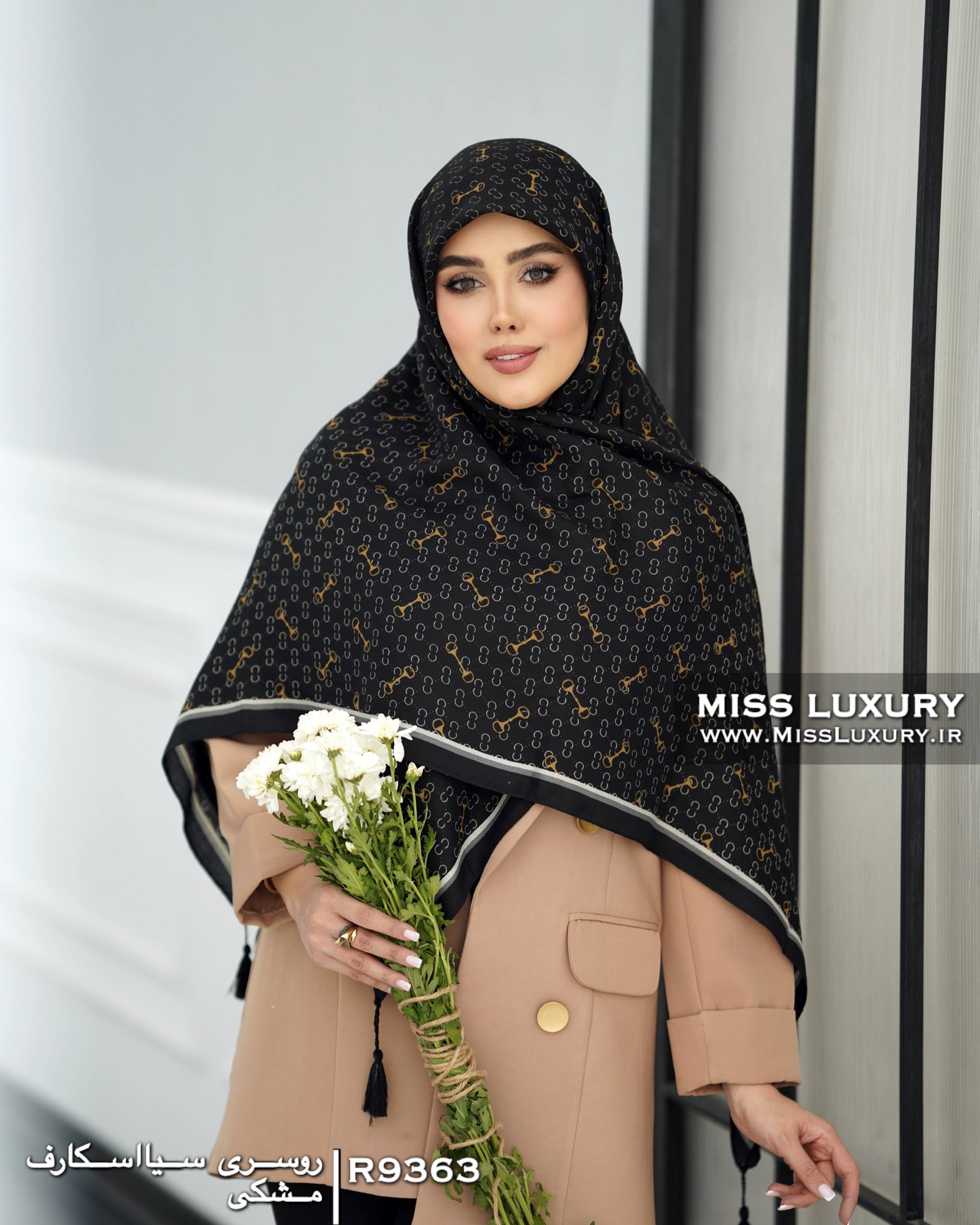 روسری سیااسکارف مشکی میس لاکچری