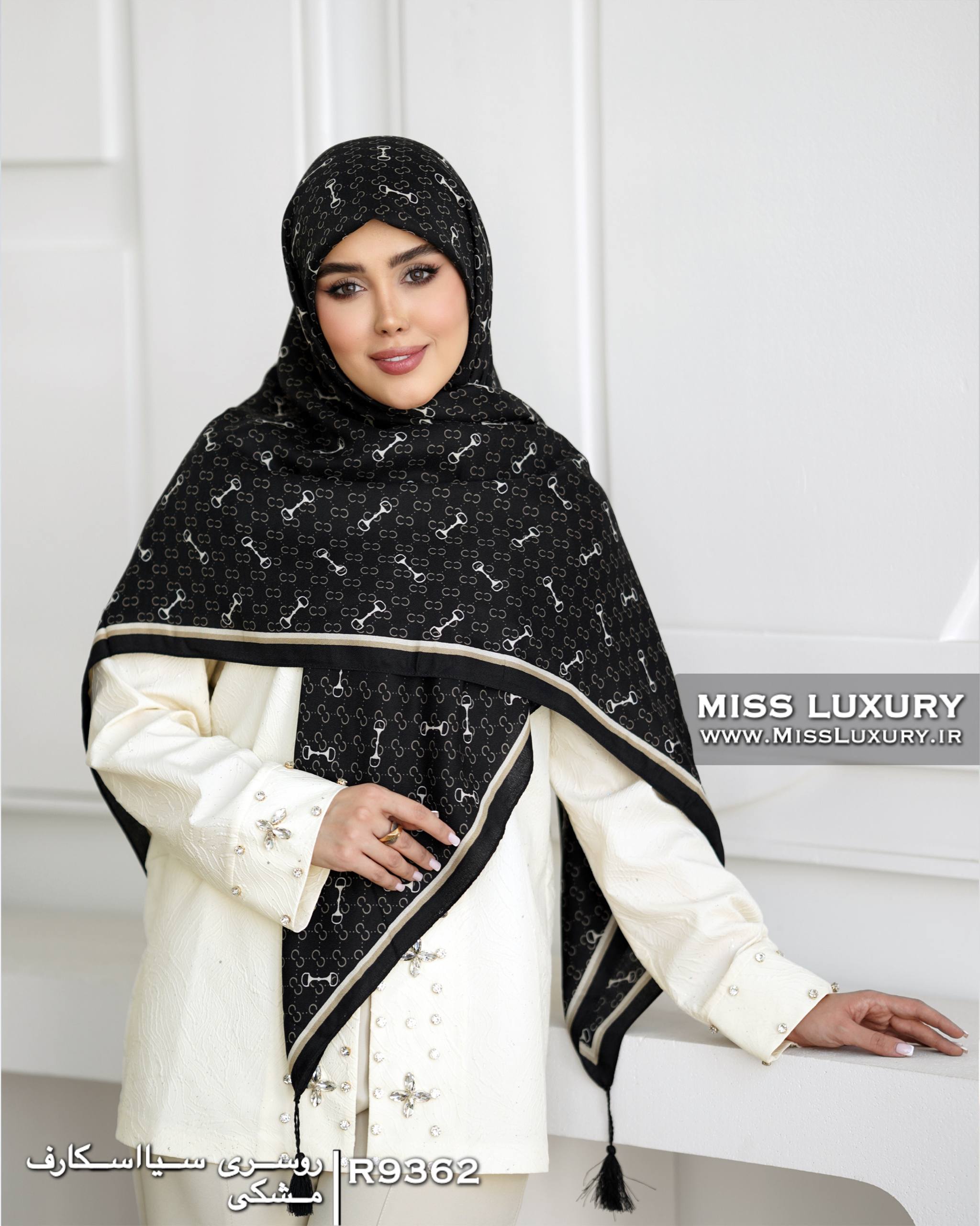 روسری سیااسکارف مشکی میس لاکچری