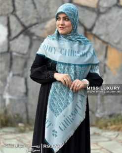 روسری مودال تافته سبز آبی میس لاکچری