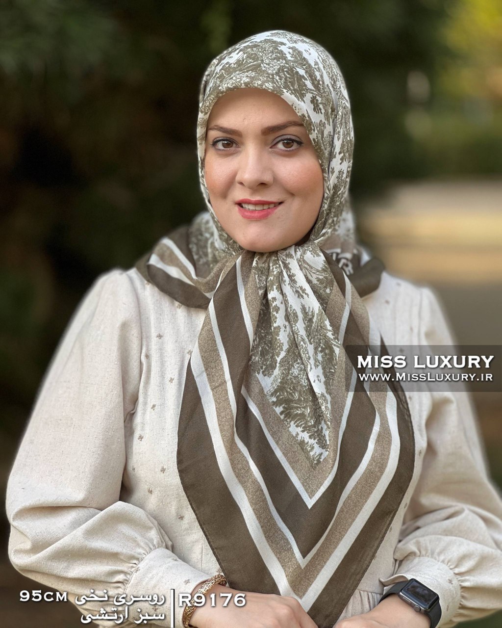 روسری نخی سبز ارتشی میس لاکچری