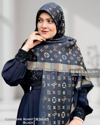روسری کشمیر هفت رنگ مشکی میس لاکچری