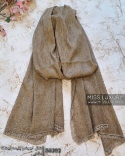شال ابریشم پلیسه برشکا طلایی میس لاکچری