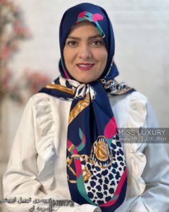روسری توییل ابریشم سرمه ای میس لاکچری