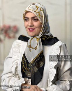 روسری دور دست دوز مشکی میس لاکچری