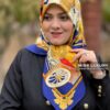 روسری ابریشم توییل سورمه ای طلایی هرمس میس لاکچری