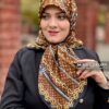 روسری ابریشم توییل قهوه ای ال وی میس لاکچری
