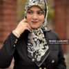 روسری ابریشم توییل مشکی طلایی میس لاکچری