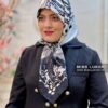 روسری توییل ابریشم وارداتی مشکی سفید میس لاکچری
