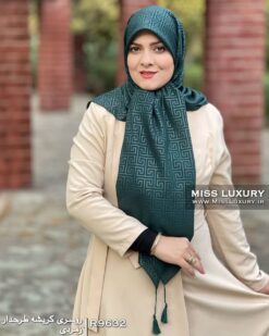 روسری کریشه طرحدار زمردی میس لاکچری