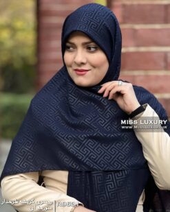 روسری کریشه طرحدار سورمه ای میس لاکچری