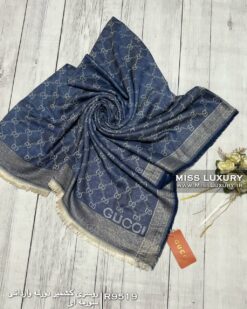 روسری کشمیر دور لمه وارداتی سورمه ای میس لاکچری