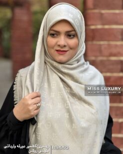 روسری کشمیر دور لمه وارداتی طوسی روشن میس لاکچری
