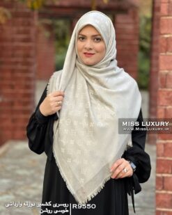 روسری کشمیر دور لمه وارداتی طوسی روشن میس لاکچری