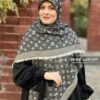 روسری کشمیر دور لمه وارداتی مشکی ذغالی میس لاکچری
