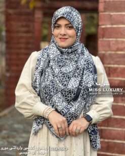 روسری کشمیر وارداتی دورو سرمه ای طوسی میس لاکچری