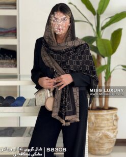 شال گوچی لمه دار وارداتی مشکی نسکافه ای میس لاکچری