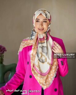 روسری توییل ابریشم گلبهی میس لاکچری