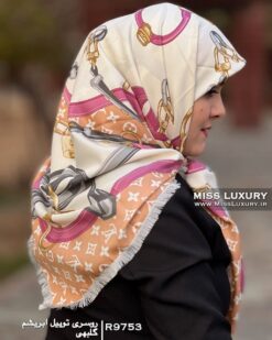 روسری توییل ابریشم گلبهی میس لاکچری