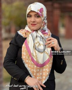 روسری توییل ابریشم گلبهی میس لاکچری