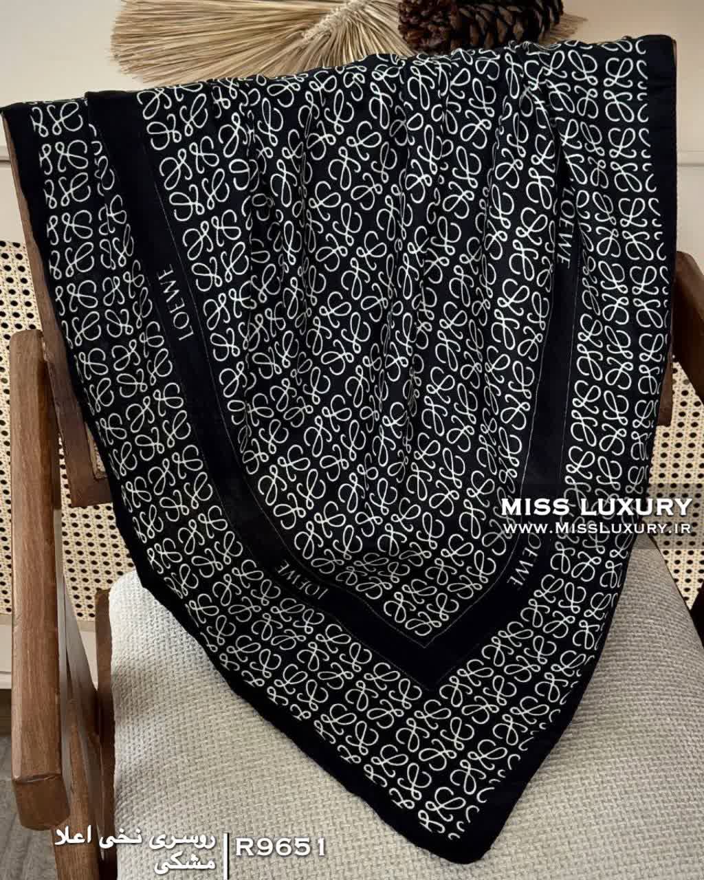 روسری نخی اعلا مشکی R9651 - Image 2
