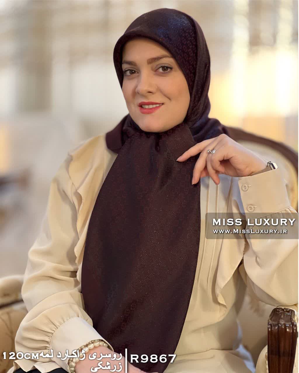 روسری ژاکارد لمه زرشکی R9867 - Image 2