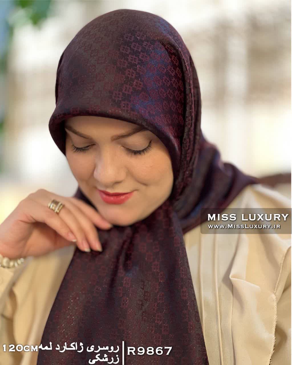 روسری ژاکارد لمه زرشکی R9867 - Image 3