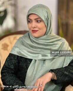 روسری ژاکارد لمه سبز پاستلی میس لاکچری