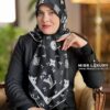 روسری ابریشم ژاکارد مشکی سفید میس لاکچری