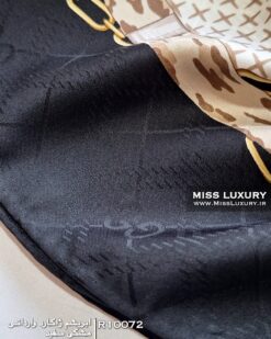 روسری ابریشم ژاکارد وارداتی مشکی سفید میس لاکچری