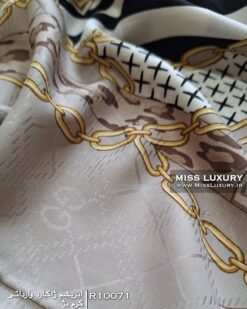 روسری ابریشم ژاکارد وارداتی کرم بژ میس لاکچری