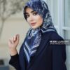 روسری توییل ابریشم سورمه ای میس لاکچری
