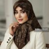 روسری توییل ابریشم قهوه ای میس لاکچری