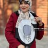 روسری توییل ابریشم مشکی طوسی گلبهی میس لاکچری